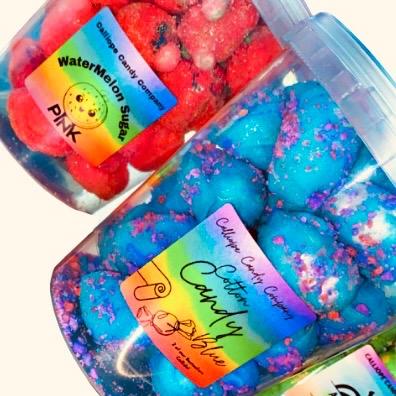 Cotton Candy Blue, Apple Pie Green and Watermelon Sugar Pink, Cocoa StrawBerries & Cream Red