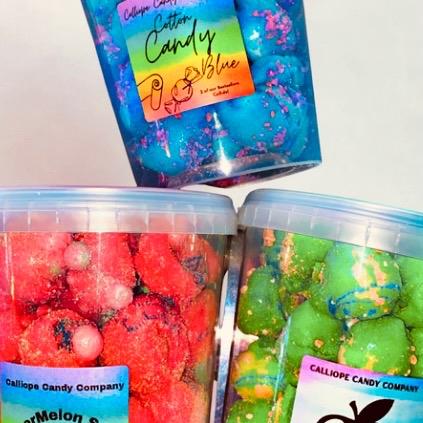 Cotton Candy Blue, Apple Pie Green and Watermelon Sugar Pink, Cocoa StrawBerries & Cream Red