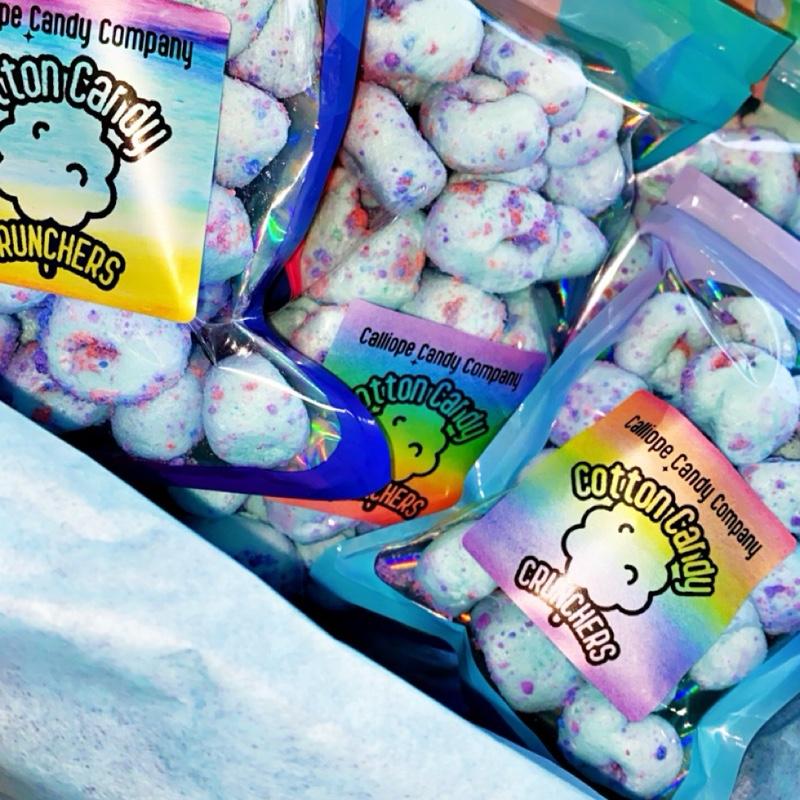 Cotton Candy Crunchers, Freeze Dried Cotton Candy Salt Water Taffy